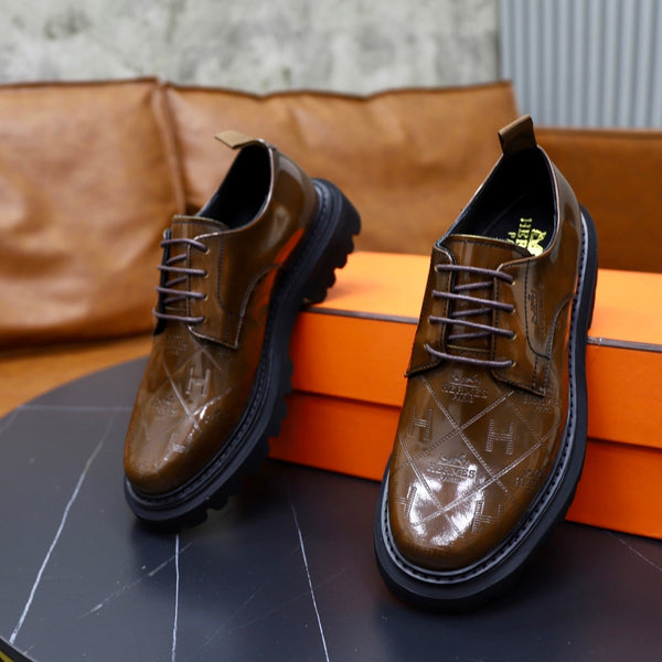 HM Men's Derby Shoes Brown Patent Leather 581372