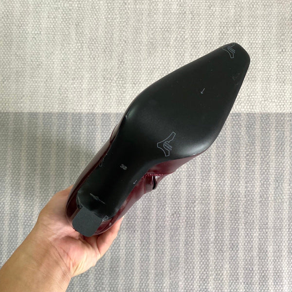 YSL Jill Boots 75mm Dark Red Smooth Calfskin 429098