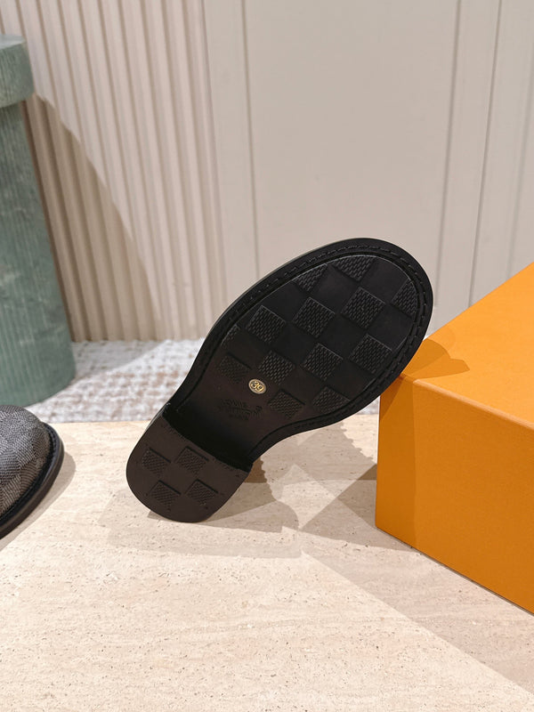 LV Ankle Boots Grey Black Damier Canvas 555690