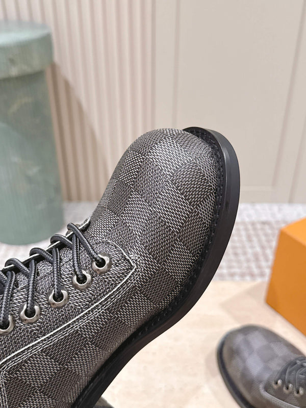 LV Ankle Boots Grey Black Damier Canvas 555690