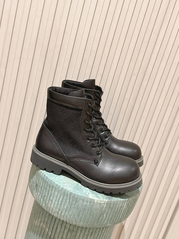 LV Boot Ranger Boots Black Cotton & Cowhide 556604