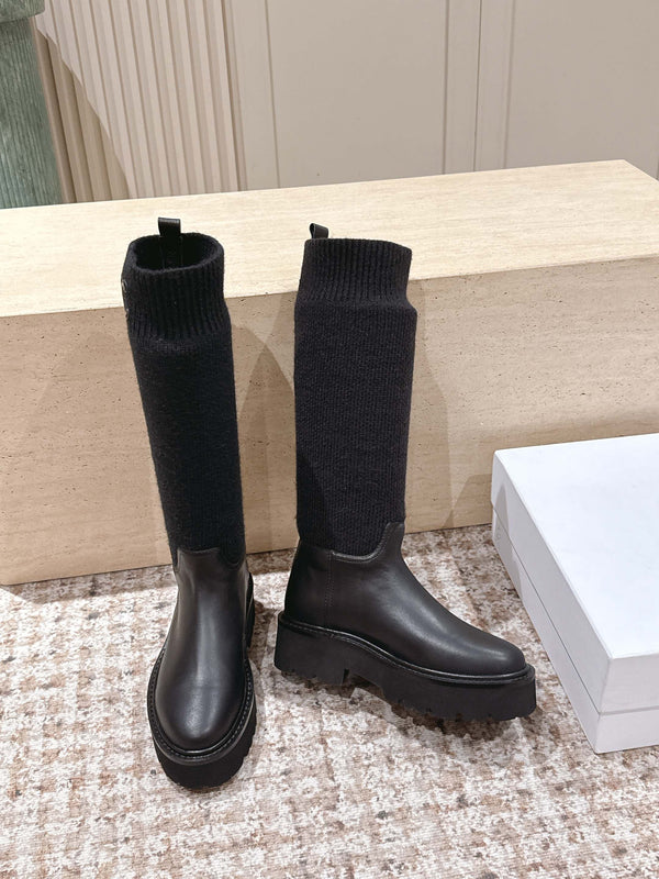 LV Celine Margaret Chelsea Boots Dark Brown  Calfskin and Woolen Fabric 532986