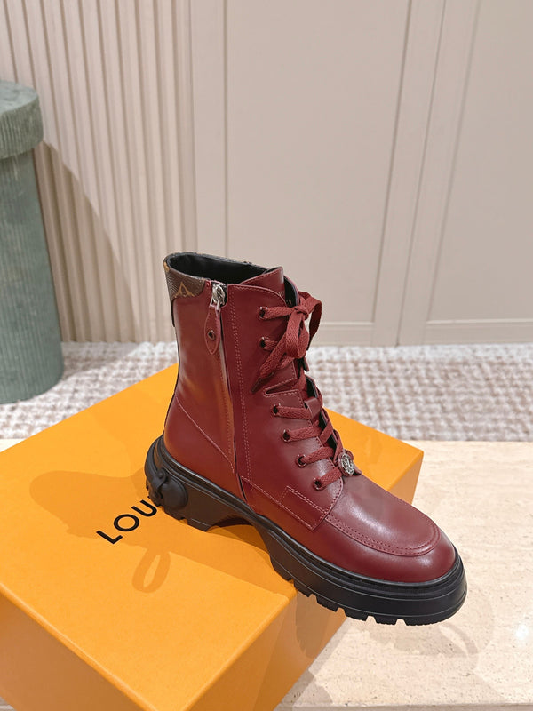 LV Squad Lace-up Ankle Boot 5cm Burgundy Cowhide 576972