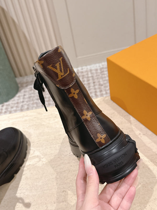LV Squad Lace-up Ankle Boot 5cm Black Cowhide 576971