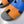 HM Oran Slippers in Blue and Orange Calfskin 735647