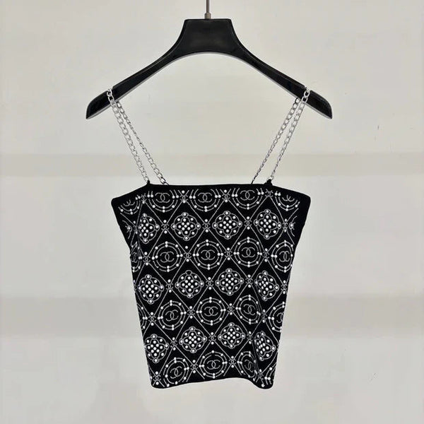 Chanel 2026 Camisole Black mix White Tencel 394727