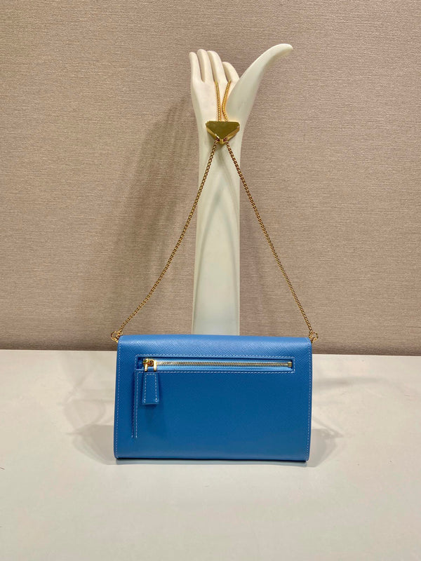 PRA Cross pattern envelope bag blue leather 341158