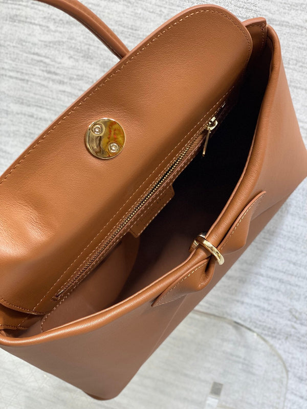 Dior 2025 Bow Bag 28cm Brown Leather 272511