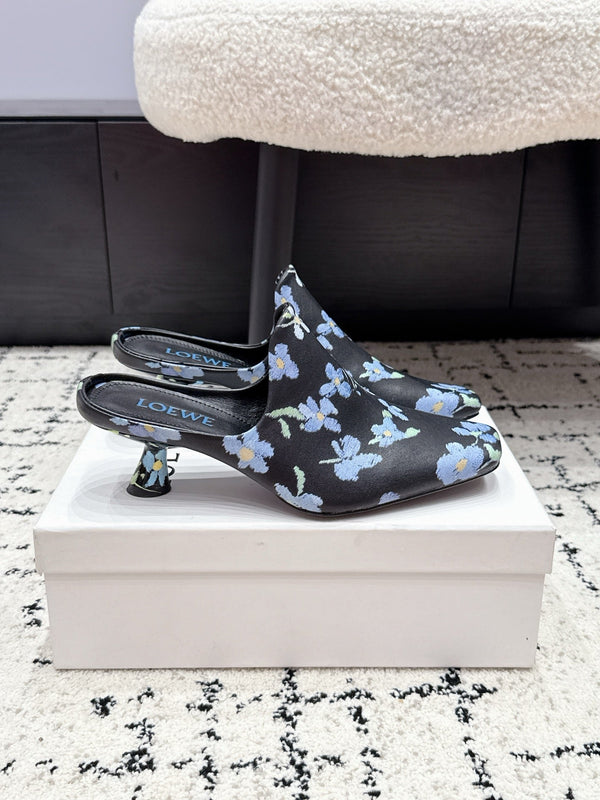 Loew Emily Mule Black Printed Lambskin 880828