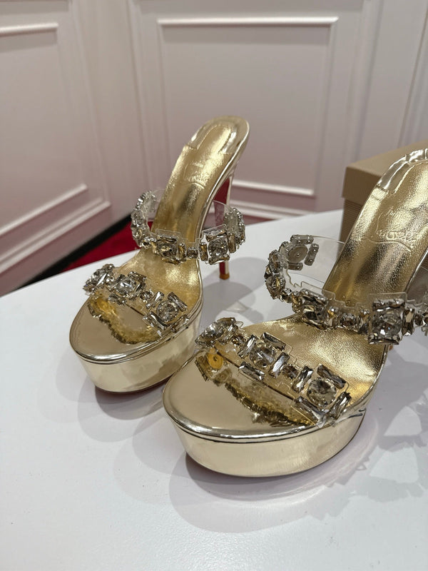 CL 26s Solo Zee Platform Sandals 16cm Gold Metallic Leather 912433