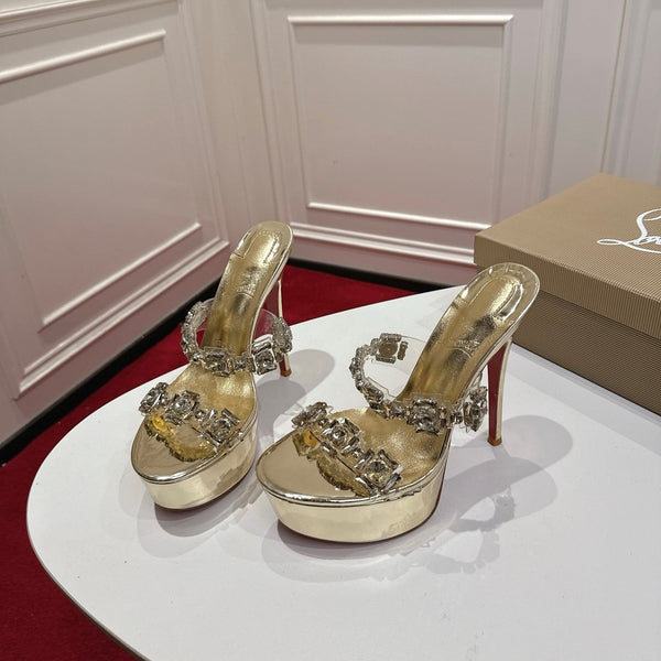 CL 26s Solo Zee Platform Sandals 16cm Gold Metallic Leather 912433