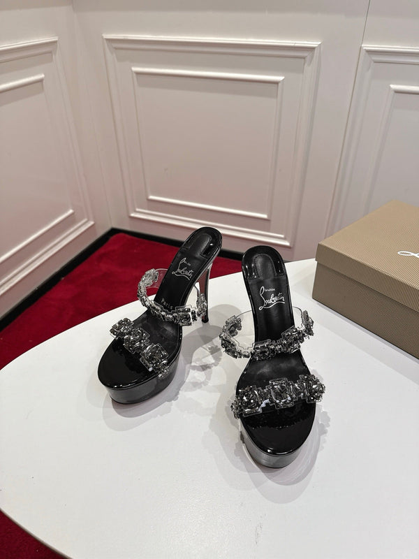 CL 26s Solo Zee Platform Sandals 16cm Black Patent Leather 912437