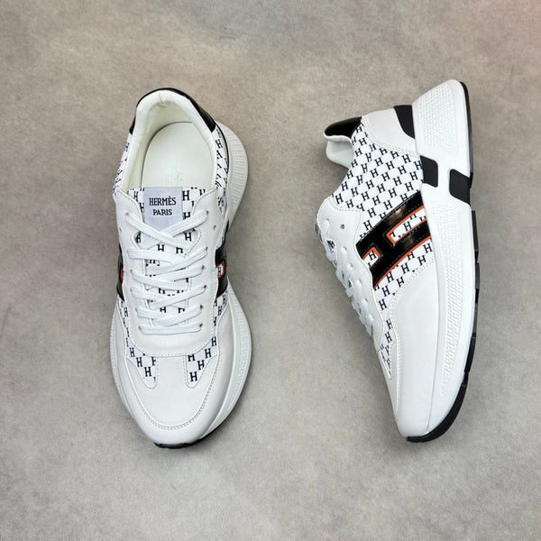 HM Men's Sneaker Black White Calfskin 581691