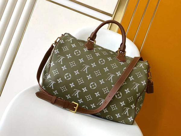 LV Speedy Bandoulière 40cm Green Sancha Monogram Calfskin GHW