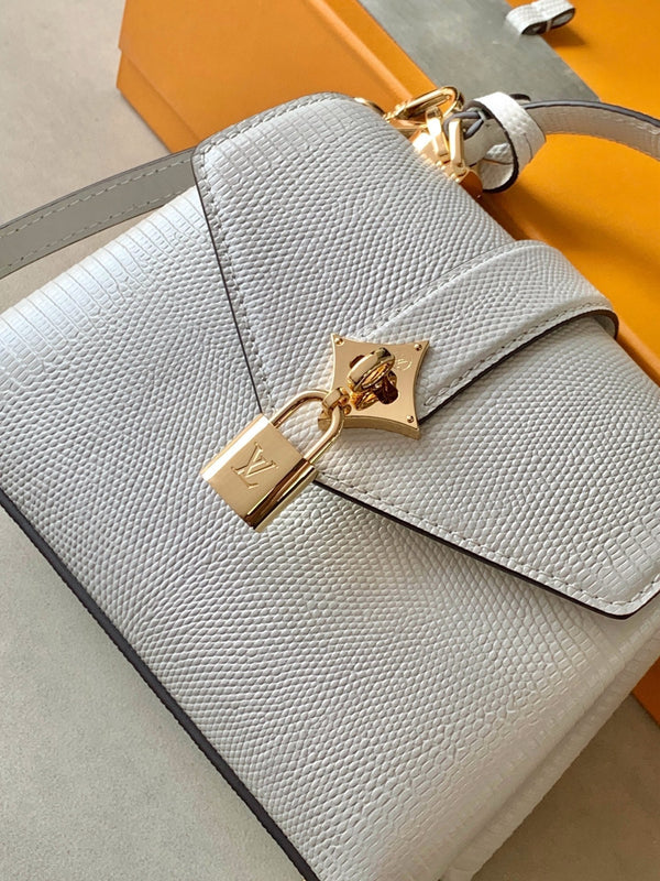 LV 25s Rose Des Vents Handbag 19cm White Lizard GHW