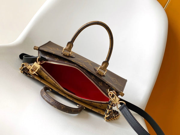 LV M14236 OnTheGo East West Chain 25cm Brown Monogram Giant & Canvas