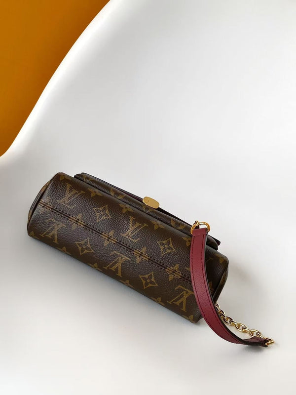 LV Large Saint Germain BB Wine Red Monogram Leather & Coated Canvas