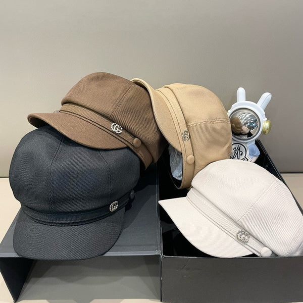 BAKER BOY CAP IN BLACK FABRIC 400796