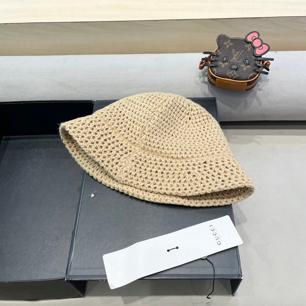 KNITTED BUCKET HAT IN TORTILLA BROWN WOOL 413397