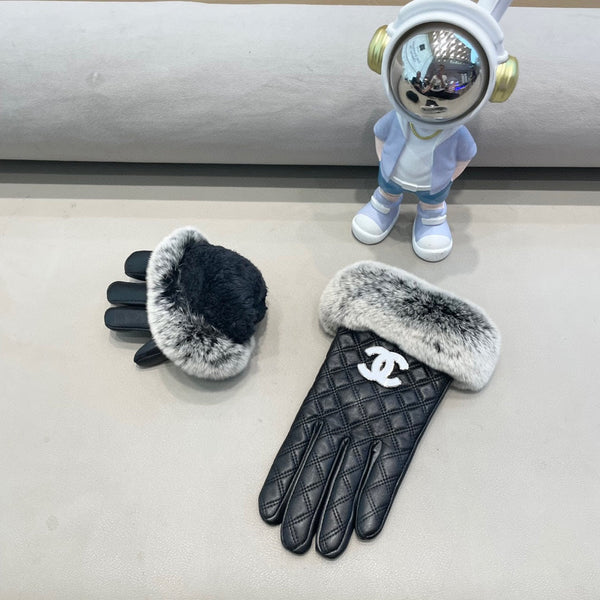 GLOVES IN BLACK LAMBSKIN WITH RABBIT FUR 463793