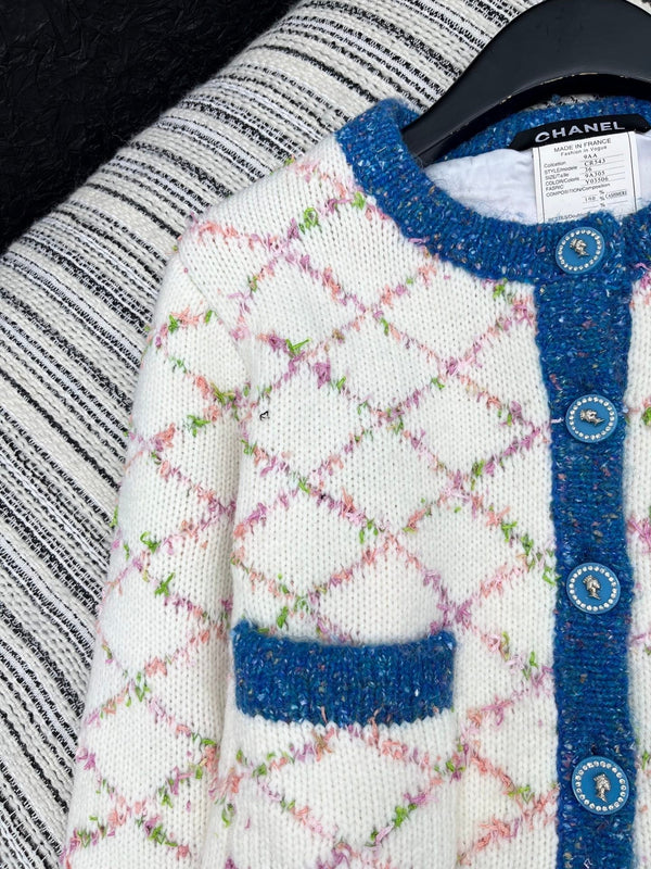 CC 2025 Cardigan Off-white Blue Wool 325889