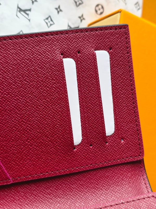 LV M26538 Passport Cover Red Black Cowhide