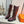 HM Lace Up Boots 25mm Belt Buckle Mauve Brown Leather 466590