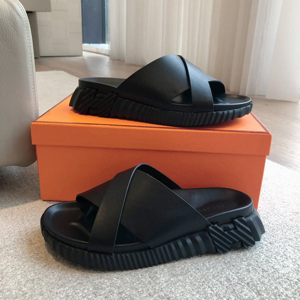 HM INFRA SANDAL BLACK CALFSKIN