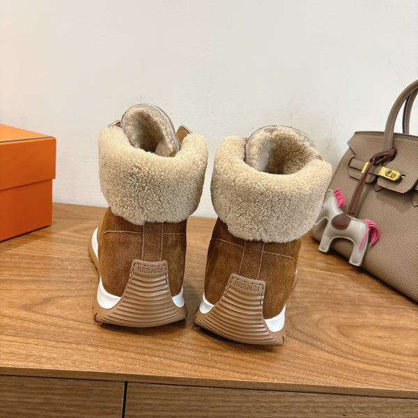 HM 26S Lieva Sneakers 3cm Tan Suede Shearling 110597