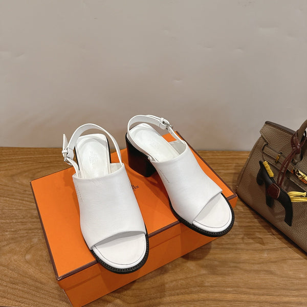 HM 26S Elda 60 Sandal White Calfskin Silver Hardware