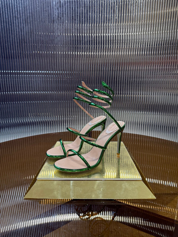 RC 25C Snake-Shaped Sandals 9.5cm Green Sheepskin 310627