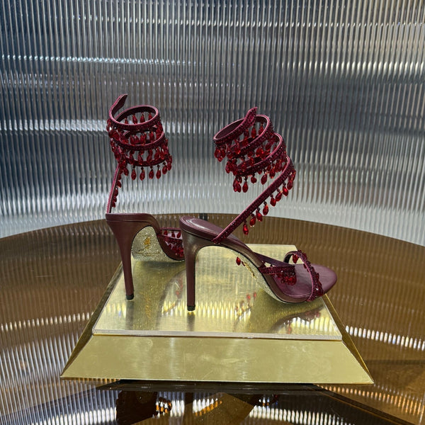RC 25C Crystal Diamond Sandals Red Sheepskin 339493