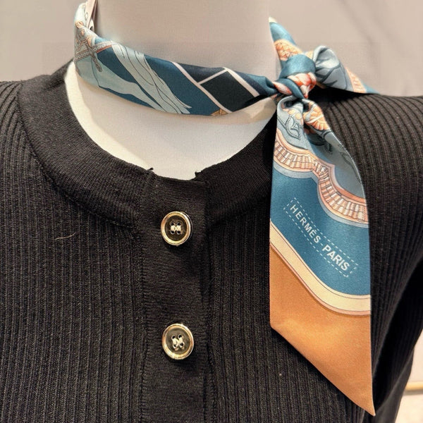 HM Twilly Mini Scarf 105 Greyish-teal Silk Twill 153179