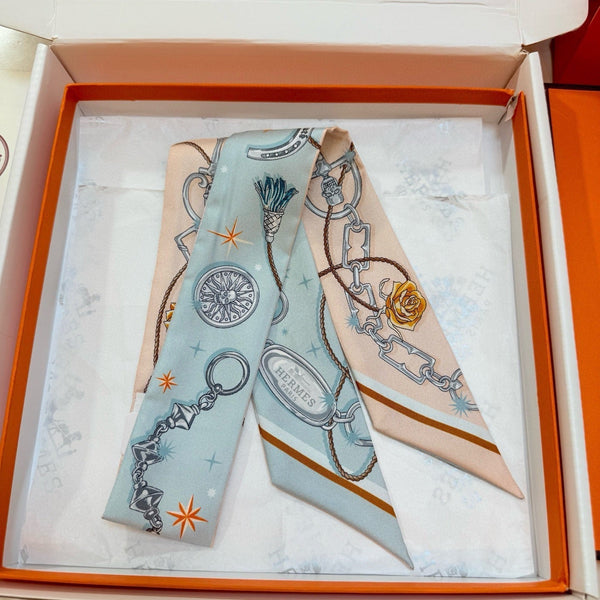 HM Twilly Mini Scarf 105 Bleu Glacier Silk Twill 153190