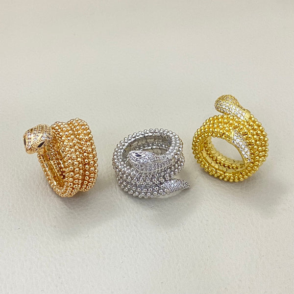 BVL Triple Beaded Diamond Snake Ring