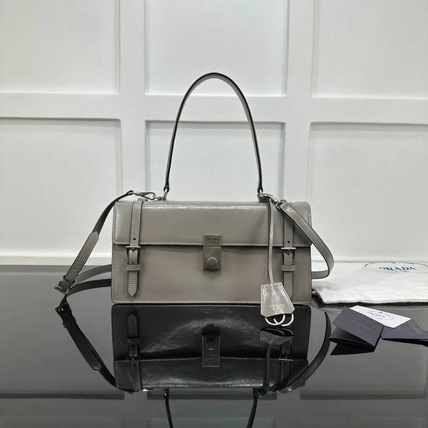 Prad 2026 Medium Shoulder Bag 32cm Patent Calfskin