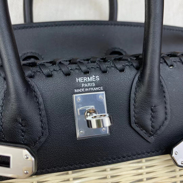 HM BIRKIN 25 CM PICNIC BLACK BAMBOO AND RATTAN