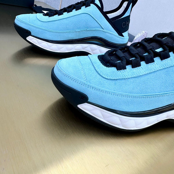 CC 26s Low-Top Chunky Sneakers Light Blue Suede Mesh Textile 980833