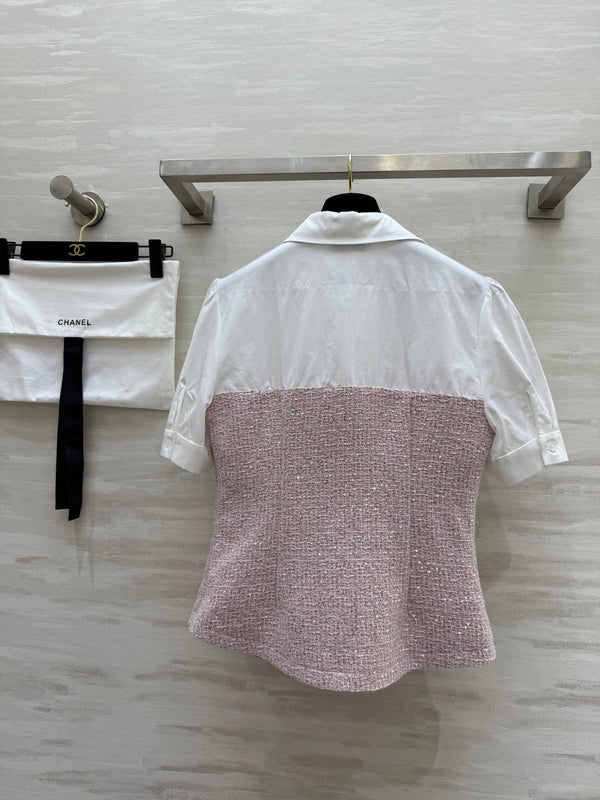 CC 25 Short Sleeved Tweed Pink Tweed Fabric