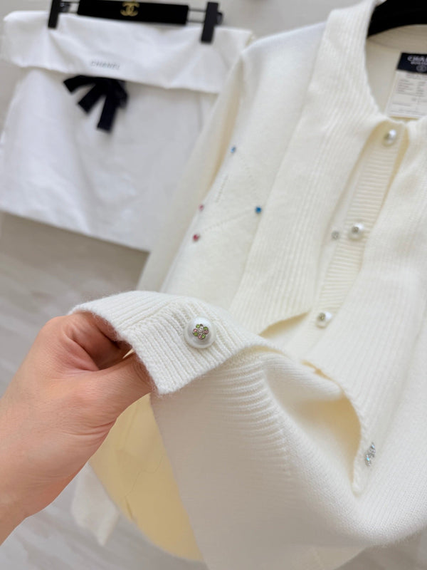 CC Cardigan White Cashmere 343307