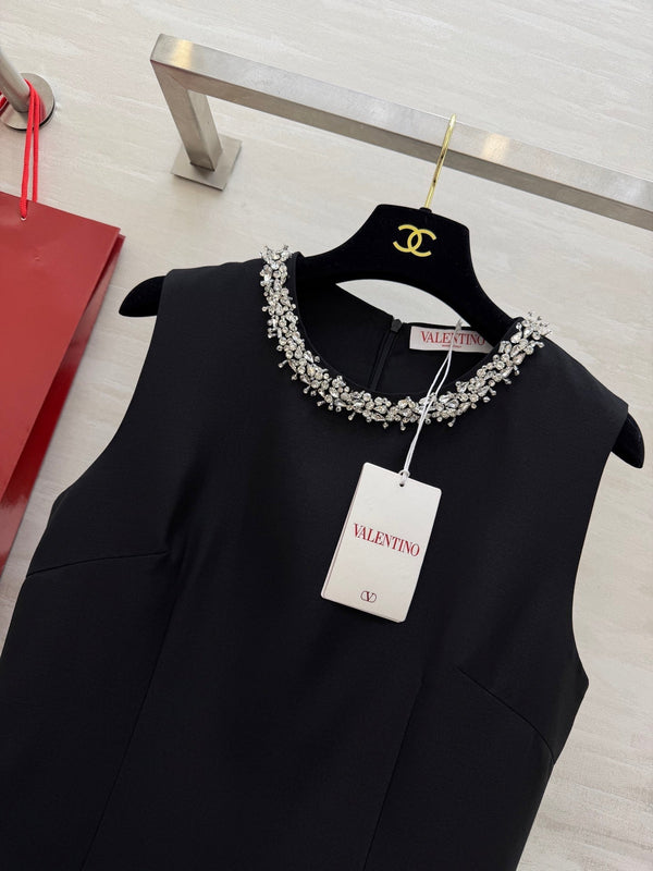 Valen Beaded Dress Black Cotton 344758