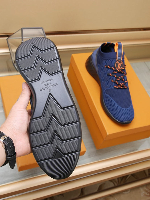LV TRAINERS DAMIER NAVY BLUE MESH FABRIC