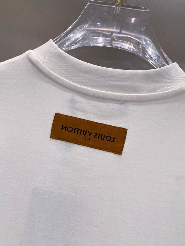 LV WHITE COTTON T-SHIRT BLACK LOGO 238822