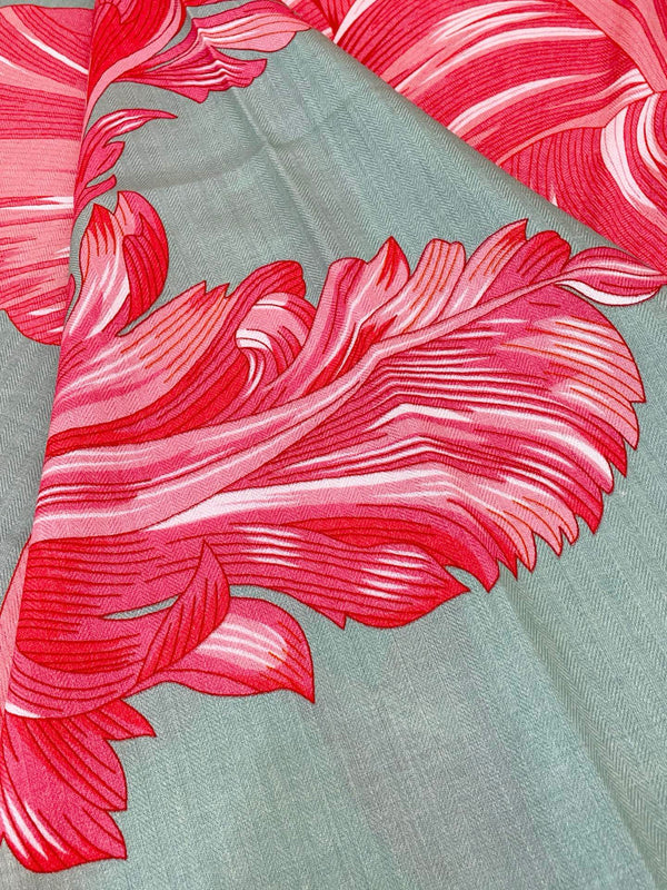 HM 25s Scarf 140cm Green Pink Cashmere 973318