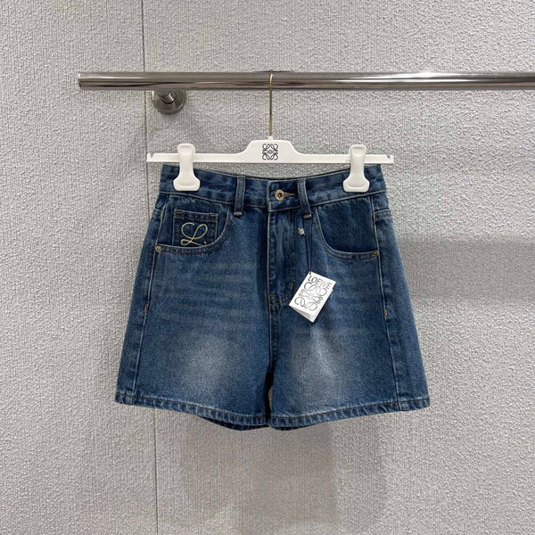 Loewe 26Ss Embroidered Denim Shorts