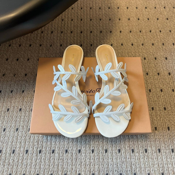 Gianvito Rossi Flavia Flat Sandals White Sheepskin 803762