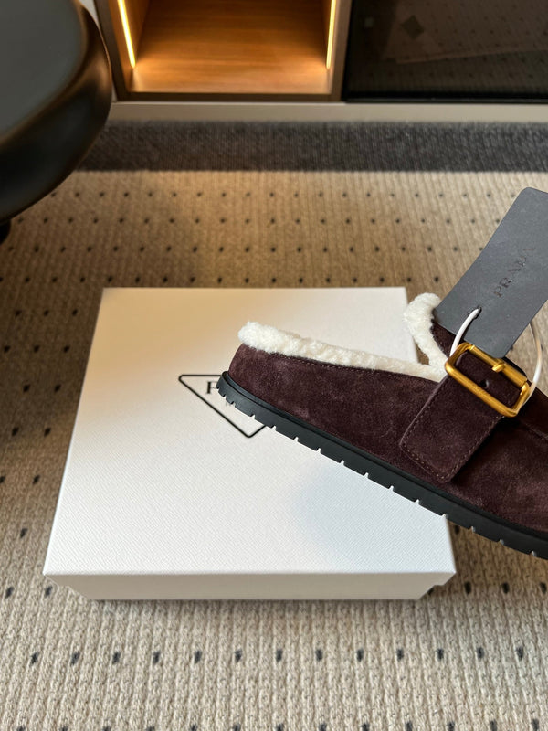 Prad 26s Clogs Dark Brown Suede Shearling 971693
