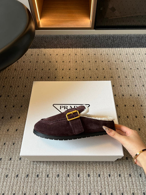 Prad 26s Clogs Dark Brown Suede Shearling 971693