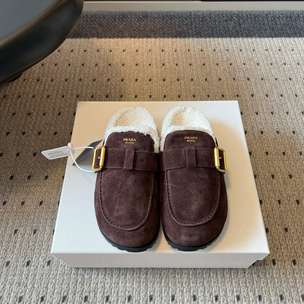 Prad 26s Clogs Dark Brown Suede Shearling 971693