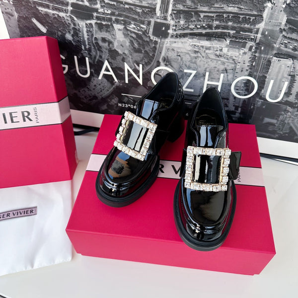 Diamond Loafers Viv Black Cowhide Patent Leather 184411
